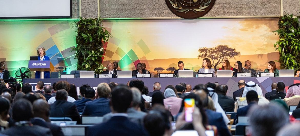 Inger Andersen, diretora executiva do Pnuma, discursando na abertura da sessão de alto nível da Unea-6